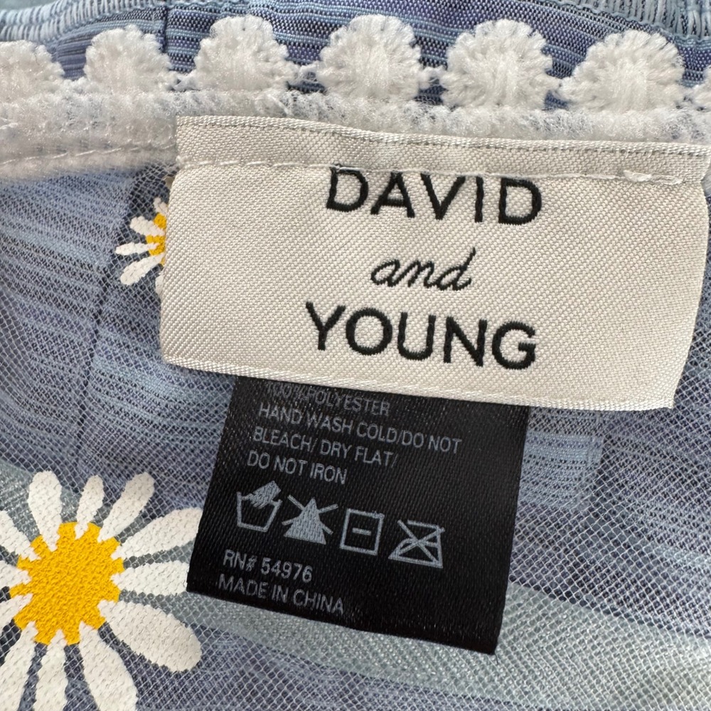 David and Young Daisy Floral Mesh Kimono Cardigan White Sheer Pom Pom FST07813D - Picture 5 of 8